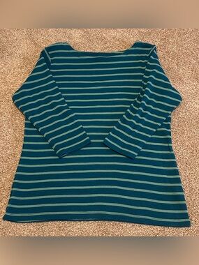 L.L. Bean Striped Boatneck Top in Teal and Mint